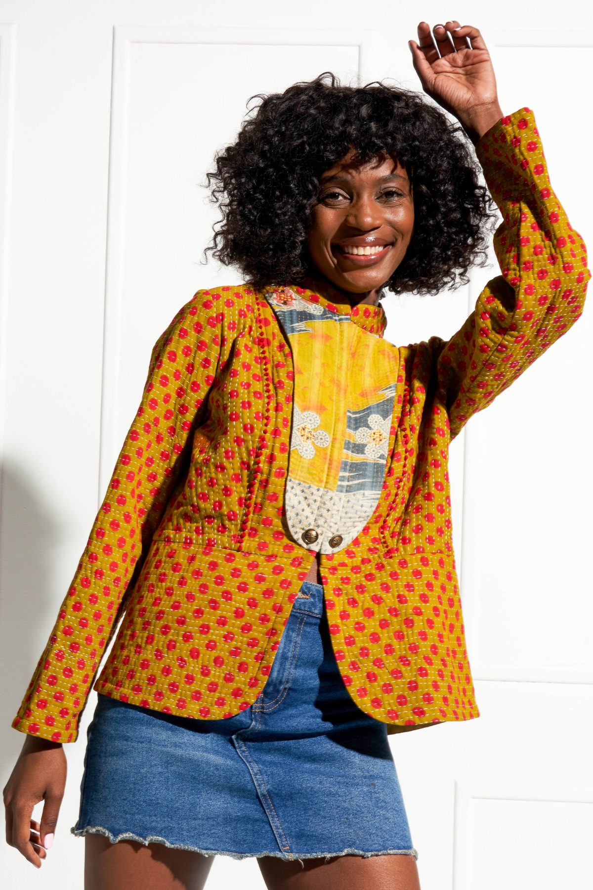 Short sales mustard jacket